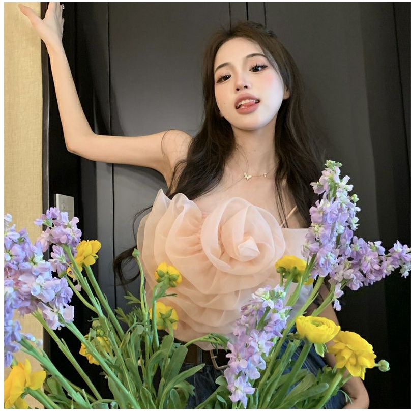 Áo Hai Dây Dáng Ngắn Ôm Sát Quyến Rũ Phong Cách Pháp Thời Trang Mùa Hè Cho Nữ