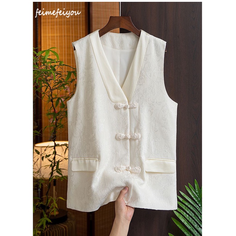 Áo Khoác Jacquard Không Tay Thiết Kế Mới Dành Cho Nữ