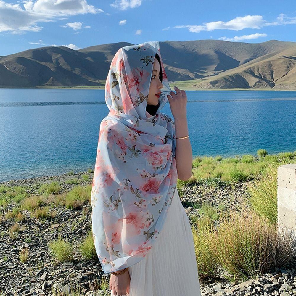 Khăn Choàng Cổ Chiffon Màu Trơn Cỡ Lớn Phong Cách Bohemian Thời Trang Mùa Hè Dành Cho Nữ TAYLOR1