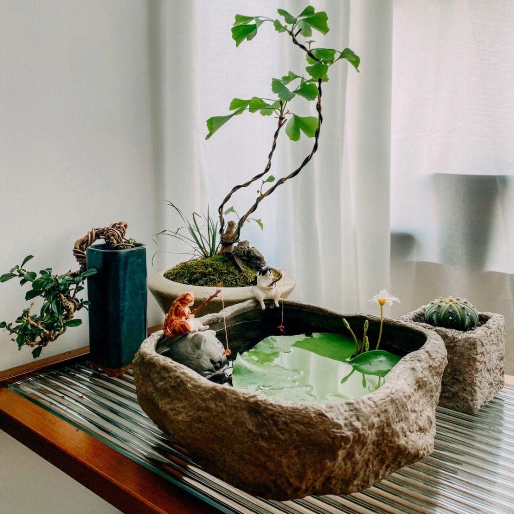 Tượng Mèo Dễ Thương Dùng Trang Trí Bể Cá / Cảnh Bonsai DIY