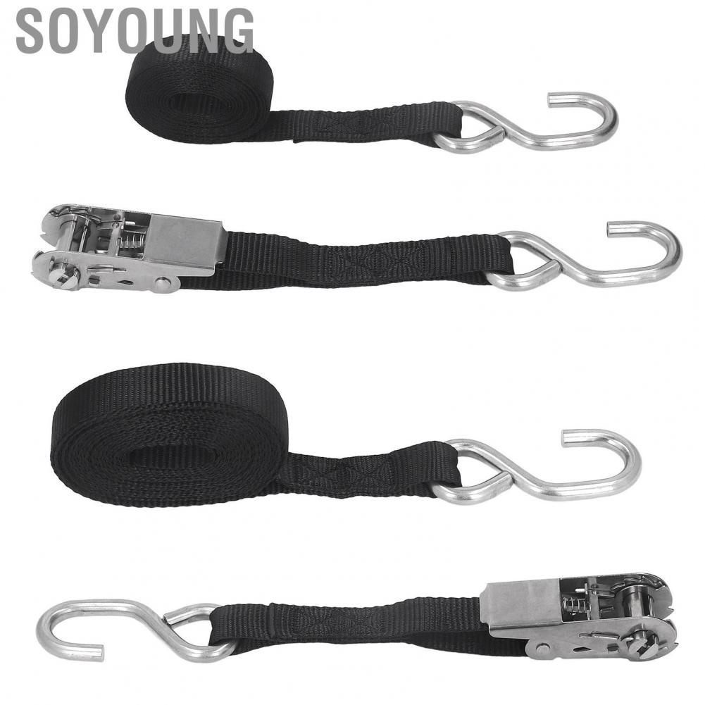 Soyoung Ratchet Tie Down Straps  Sturdy Construction Flexible Precise Stitching High Toughness 2PCS Ratcheting Securing for Ship
