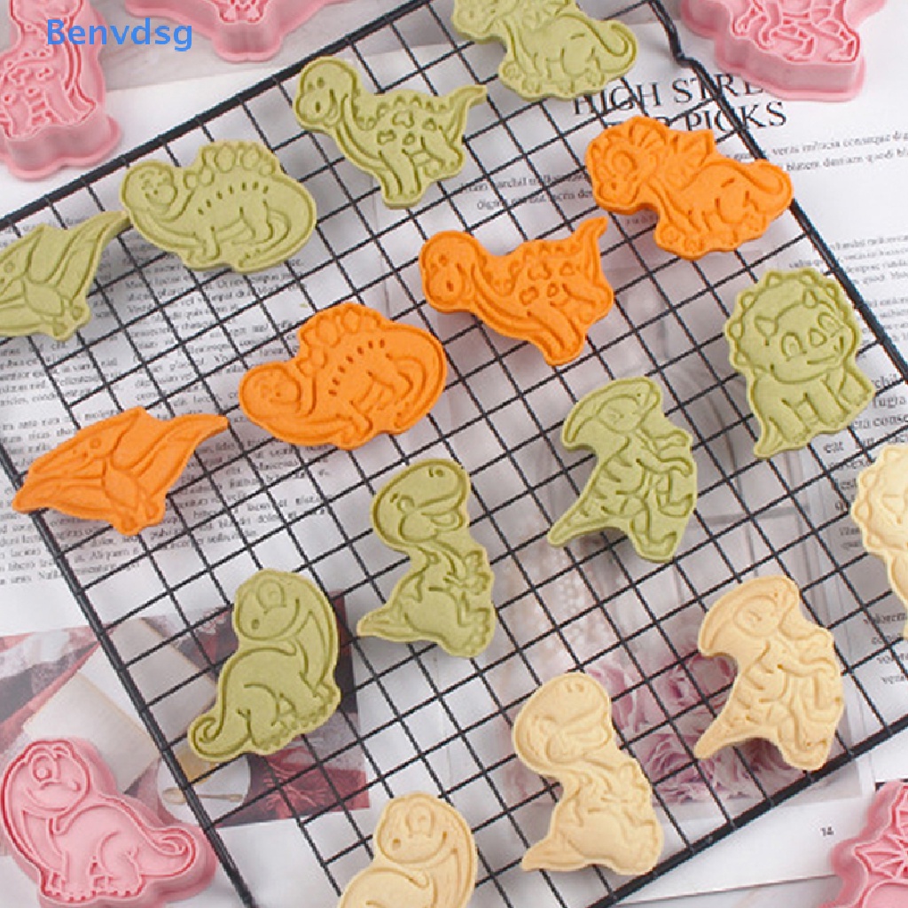 Bộ 8 Khuôn Cắt Bánh Quy Bằng Nhựa Hình Khủng Long Hoạt Hình 3D