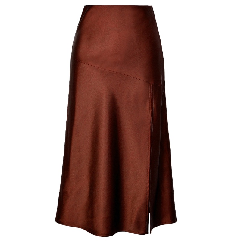 Chân Váy Satin Dài Ôm Dáng Xẻ Tà Màu Sắc Đơn Giản Thời Trang Cho Nữ