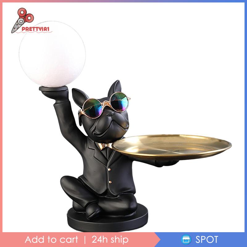 [Prettyia1] Tượng Cún Có Khay Đèn Ngủ Cho Lễ Hội Quầy Bartop