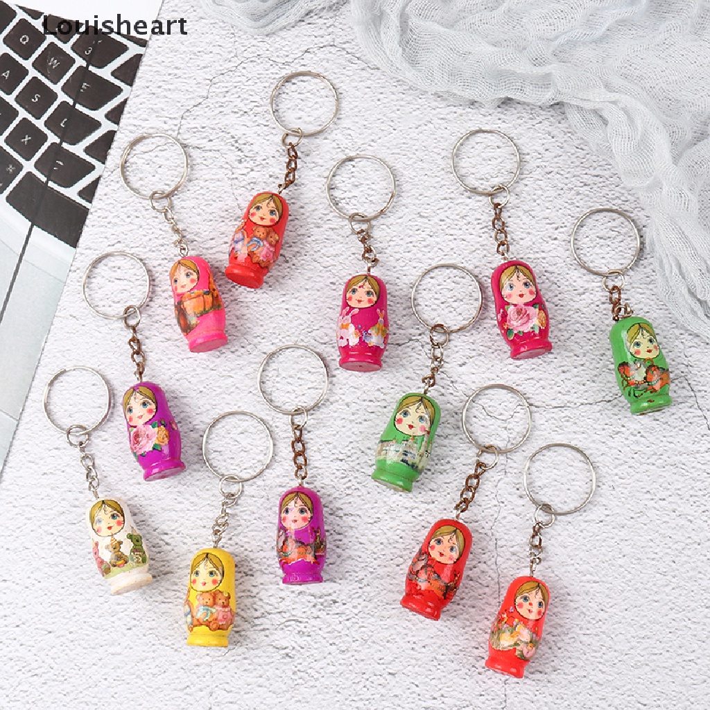 12 Móc Khóa Búp Bê Nga Matryoshka Bằng Gỗ