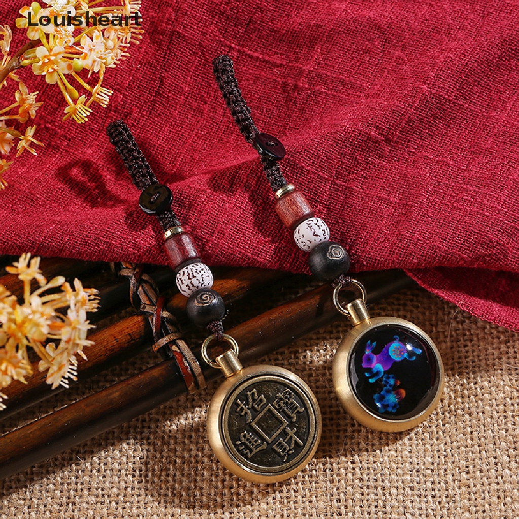 Móc Khóa Dây Thừng May Mắn Mặt 12 Cung Hoàng Đạo Phát Sáng Phong Cách Vintage