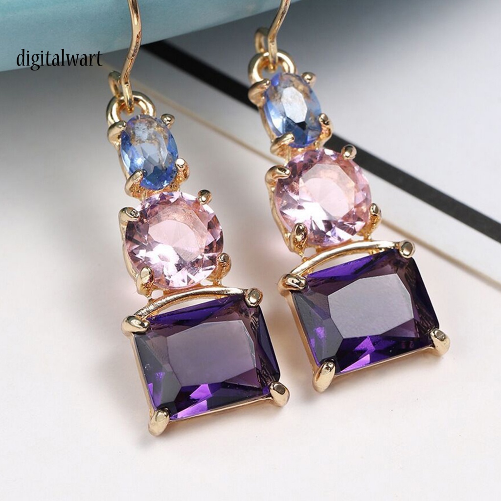 Kỹ Thuật Số| 1 Đôi Bông Tai Đính Đá Zircon Nhiều Màu Sắc Trọng Lượng Nhẹ Dễ Phối Đồ Dành Cho Nữ