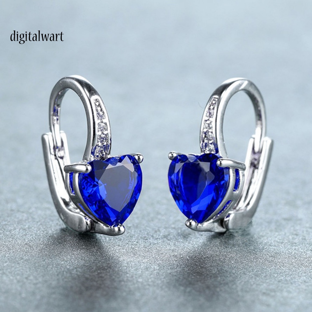 Kỹ Thuật Số| 1 Đôi Bông Tai Hình Trái Tim Đính Đá Zircon Sang Trọng