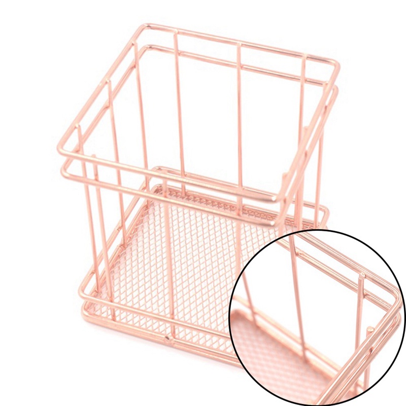 Hộp Sắt Đựng Cọ Trang Điểm Màu Vàng Hồng Phong Cách Bắc Âu