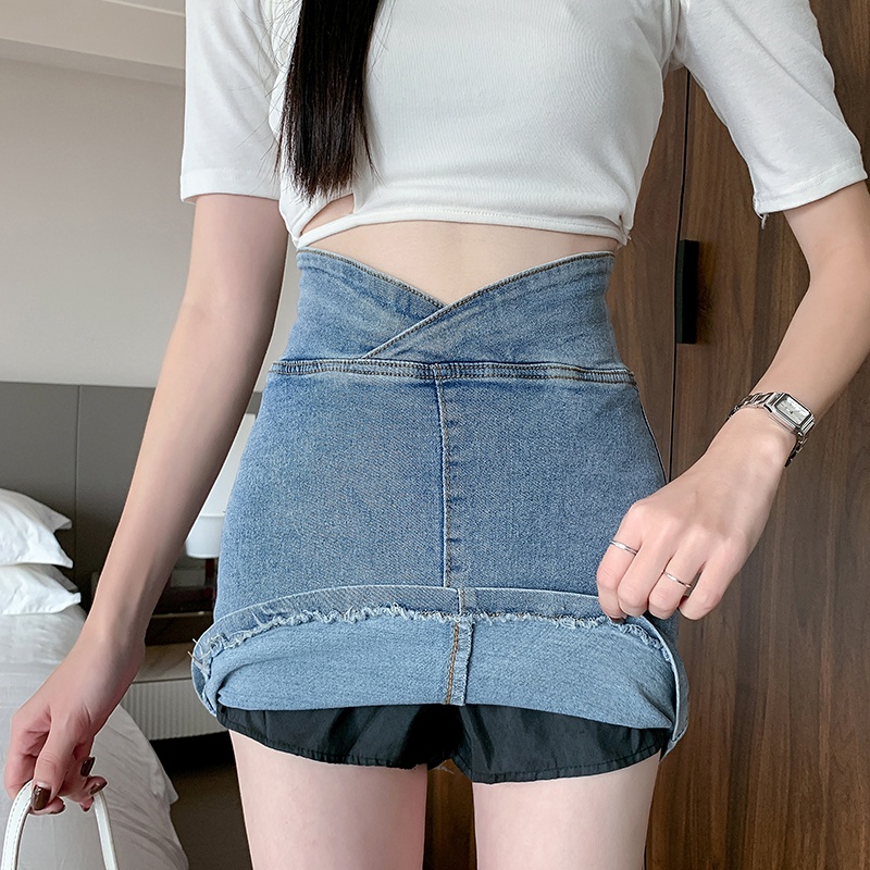 Chân váy jean Lưng Cao Thời Trang Hàn Quốc Quyến Rũ Cho Nữ