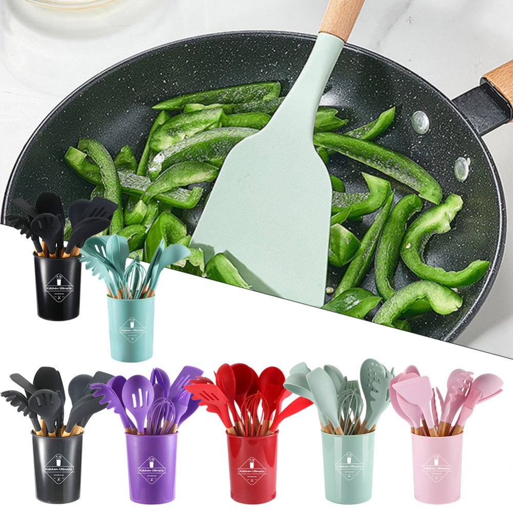 Bộ 12 Dụng Cụ Nấu Ăn Bằng Silicone Chịu Nhiệt Không Độc Hại