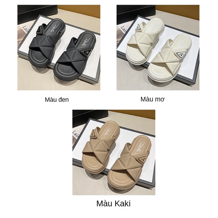 CHZK Dép bánh mì nữ, dép ulzzang quai chéo đế cao 5cm êm chân phong cách Hàn Quốc
