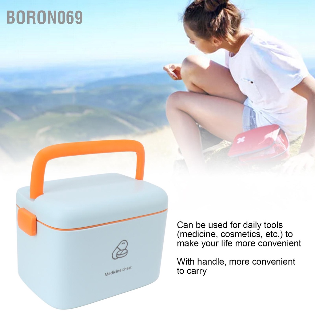 Boron069 Hộp lưu trữ thuốc lớn Công cụ tổ chức đựng khẩn cấp gia đình với khay có thể tháo rời