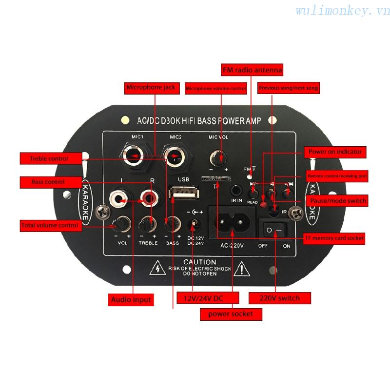 Bảng Mạch Khuếch Đại Âm Thanh HIFI 12V 24V 220V Bluetooth Không Dây Hỗ Trợ Thẻ TF