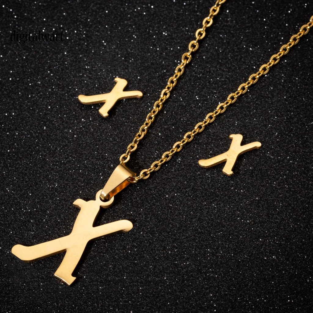 Kỹ Thuật Số| Set 26 Vòng Cổ Choker Và Bông Tai Chữ Cái Không Gây Dị Ứng Thời Trang Cá Tính Cho Nữ