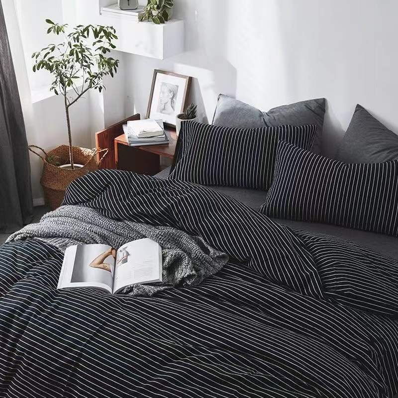 Bộ Chăn Ga Và Vỏ Gối Cotton Màu Trơn Đơn Giản Phong Cách Nhật Bản