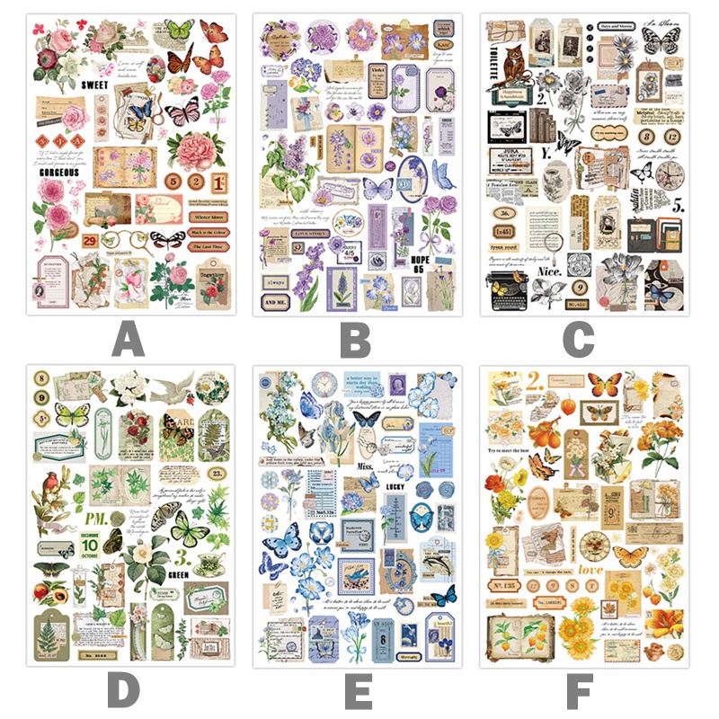 1 Sticker Dán Trang Trí Sổ Lưu Niệm Hình Hoa Cổ Điển