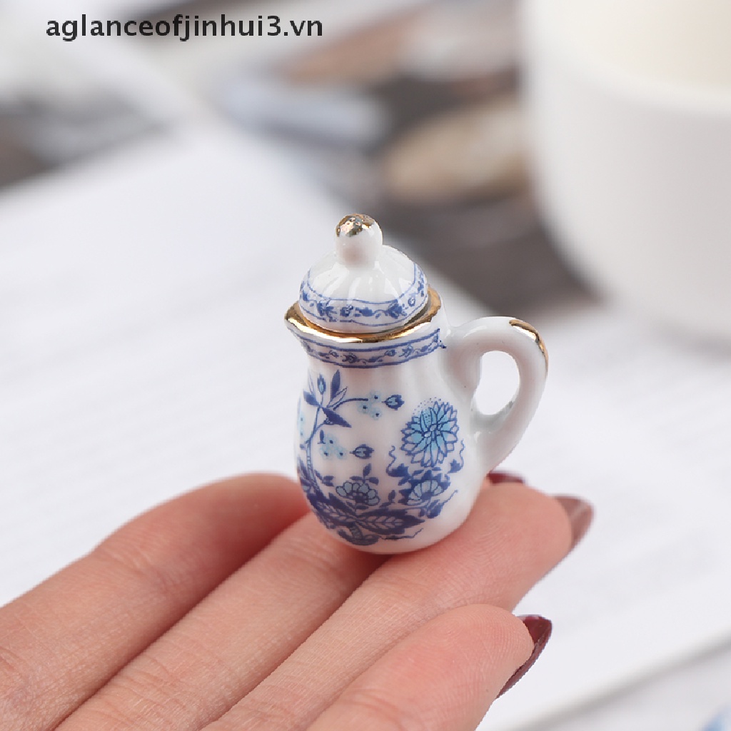 Set 15 Ấm Tách Uống Trà Bằng Sứ Tỉ Lệ 1: 12 Trang Trí Nhà Búp Bê