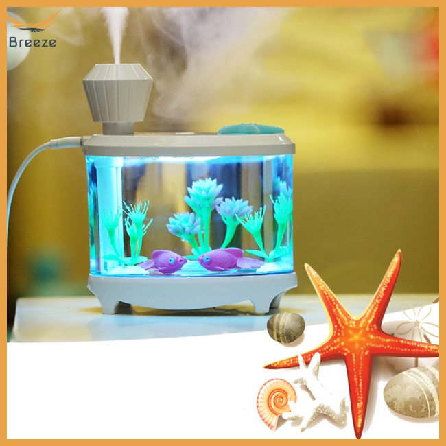 Máy Phun Sương Tạo Độ Ẩm Mini 460ml Hình Bể Cá Có Đèn Ban Đêm Nhiều Màu Kèm Sạc Usb Tiện Dụng Cho Gia Đình
