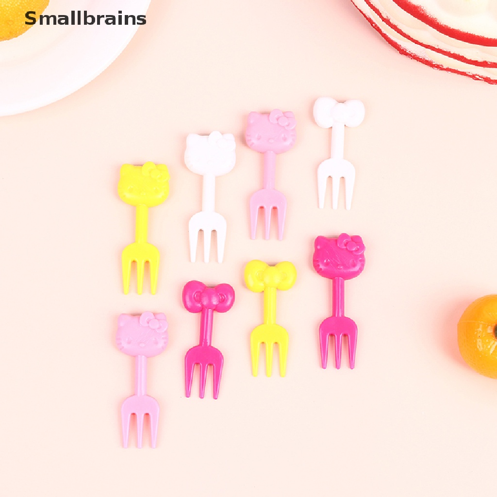 Smbr Bộ 10 Nĩa Ăn Trái Cây Tráng Miệng Hình Động Vật Hoạt Hình Mini Kawaii Cho Trẻ Em BR