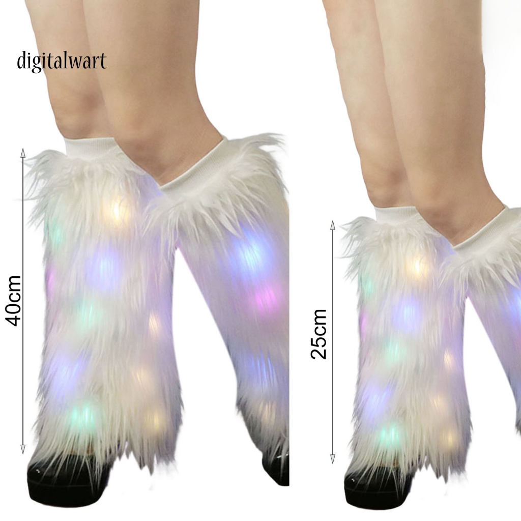 Kỹ Thuật Số| 1 Đôi Vớ Ống Cao Giữ Ấm Chân Bằng Lông Giả Có Đèn Dùng Biểu Diễn Sân Khấu Tiệc Tù