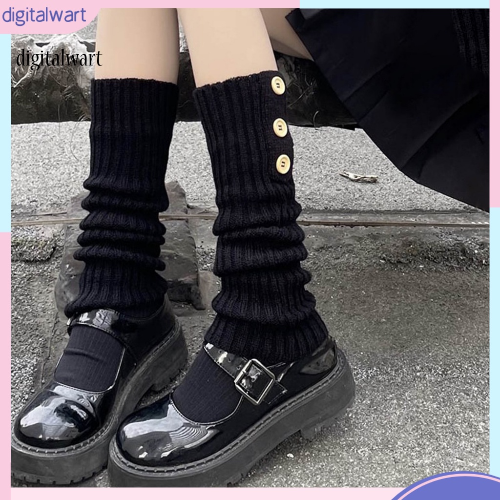 Kỹ Thuật Số| 1 Cặp Khuy Măng Sét Dệt Kim Dày Co Giãn Giữ Ấm Chân Phong Cách Nhật Bản Ngọt Ngào Cho Nữ