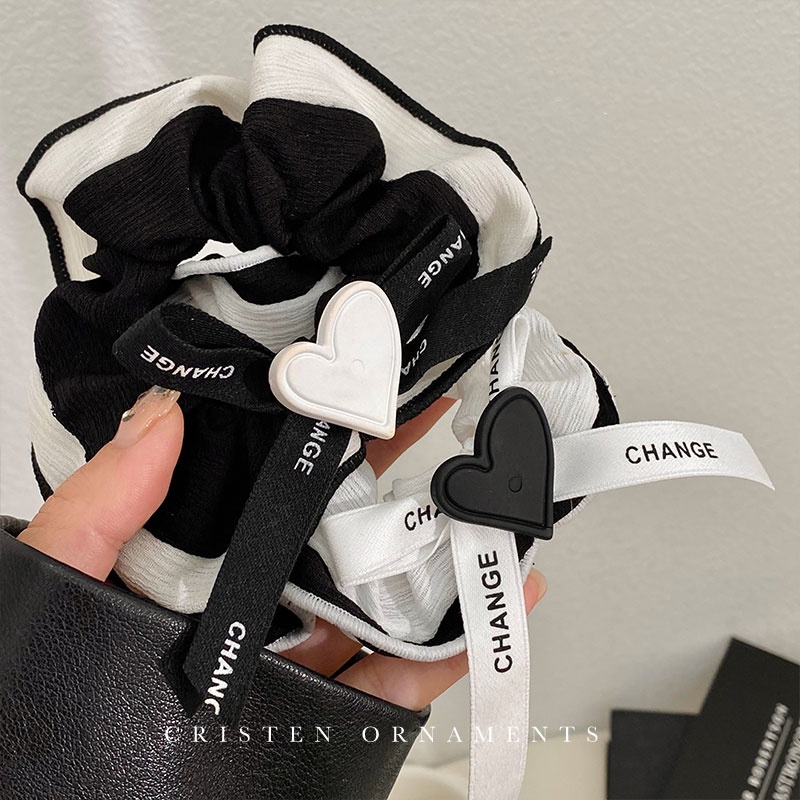 Dây Cột Tóc Đính Nơ Hình Trái Tim Đơn Giản Phong Cách Hàn Quốc Cho Nữ