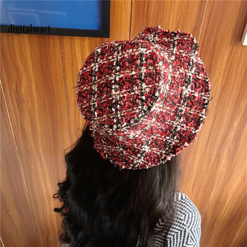 Kỹ Thuật Số| Mũ Bucket Chất Cotton Hoạ Tiết Kẻ Sọc Thời Trang Thu Đông Cho Phái Nữ