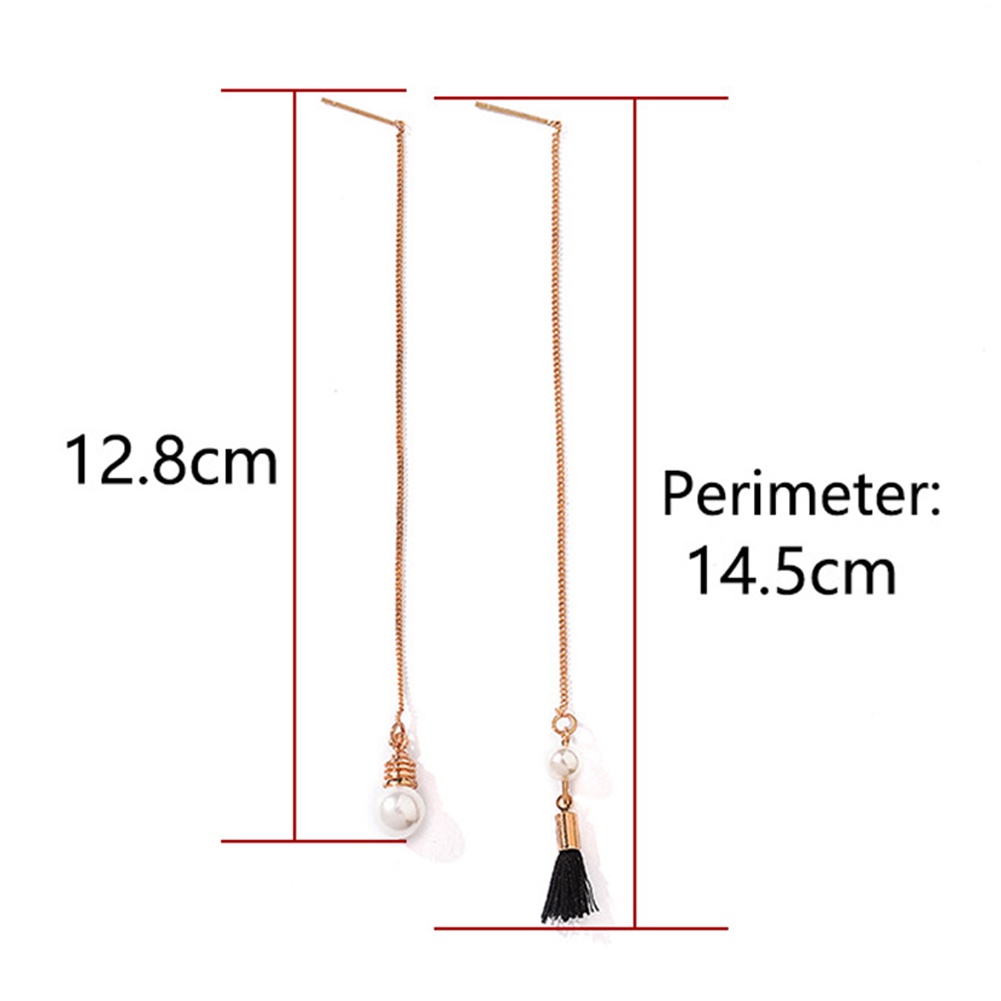 Bông Tai Dáng Dài Phối Tua Rua Đính Ngọc Trai Nhân Tạo Thời Trang