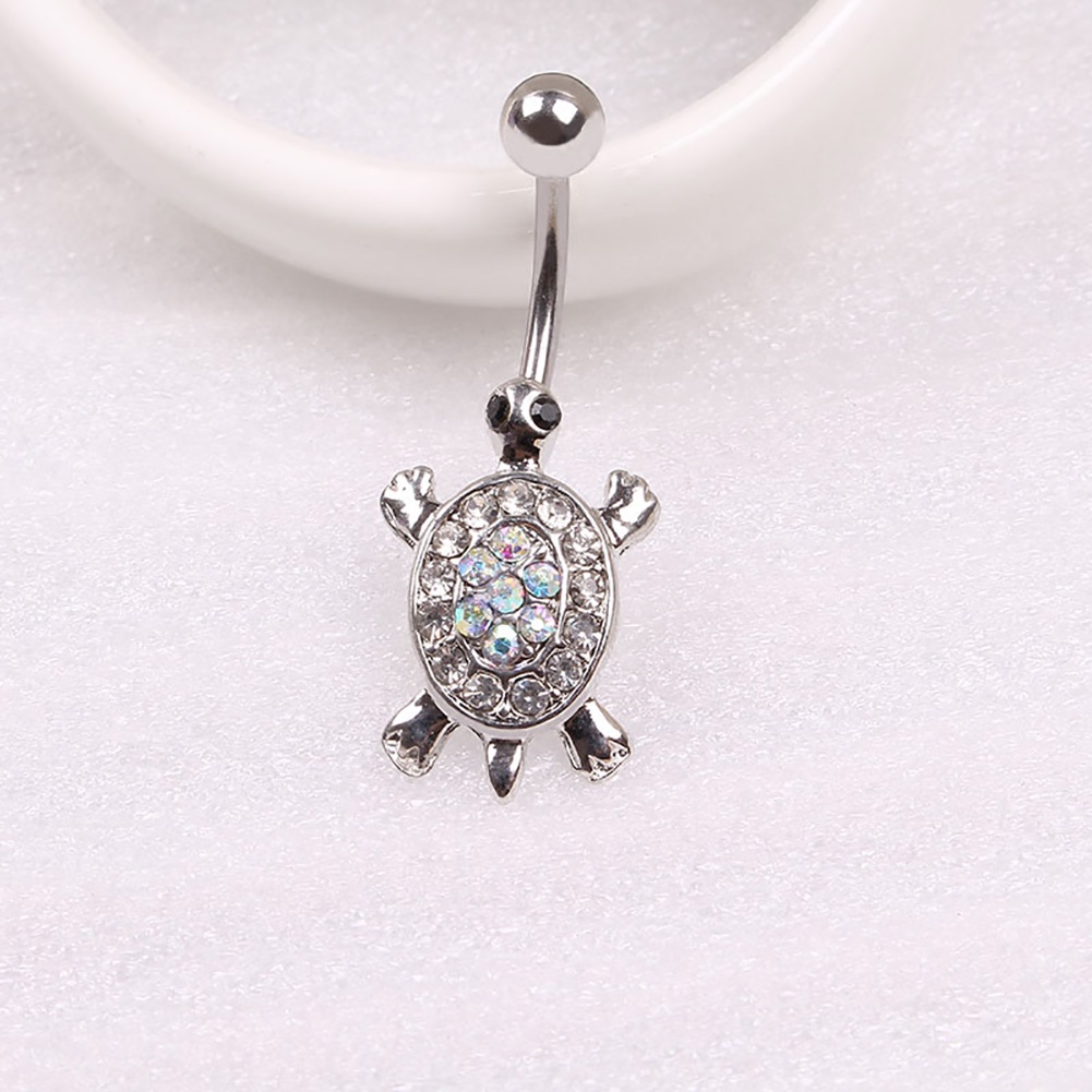 Khuyên Rốn Hình Rùa Con Đính Đá Dễ Thương