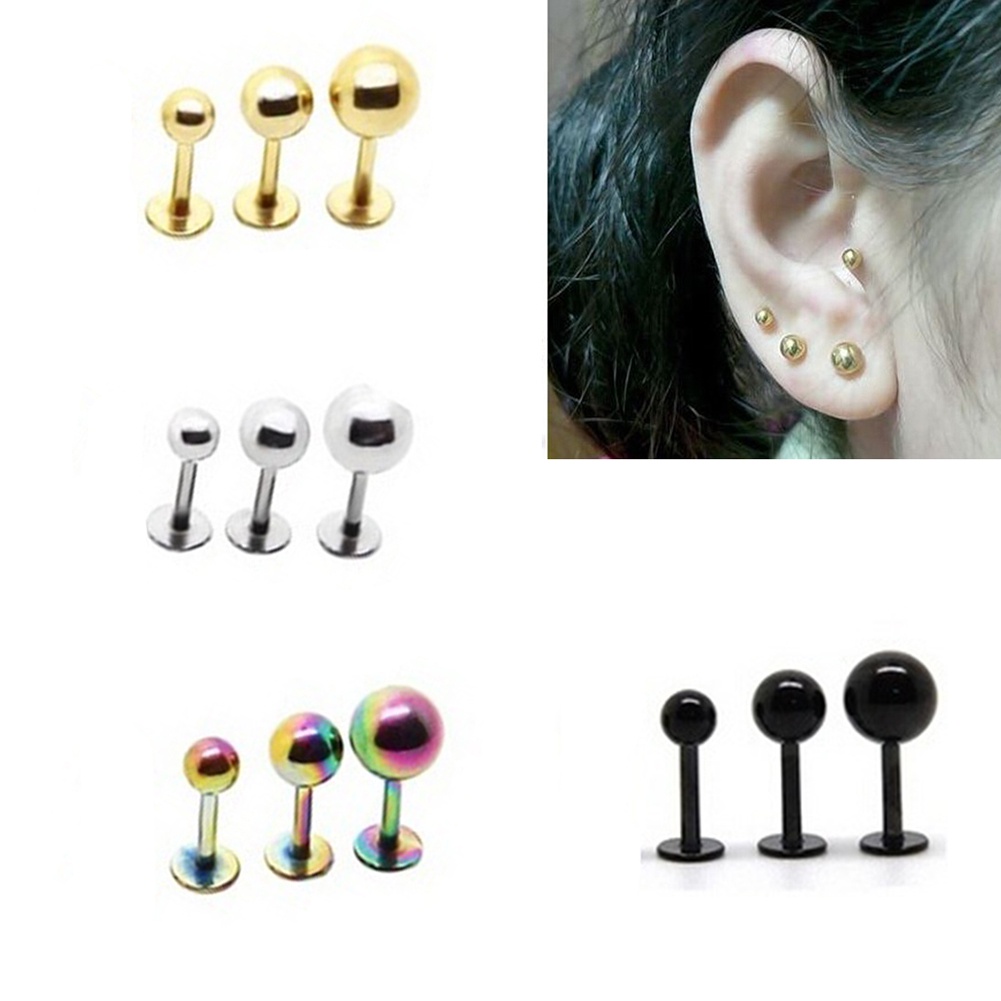 Set 2 Khuyên Tai Thép Titan Không Gỉ Phong Cách Punk Cá Tính