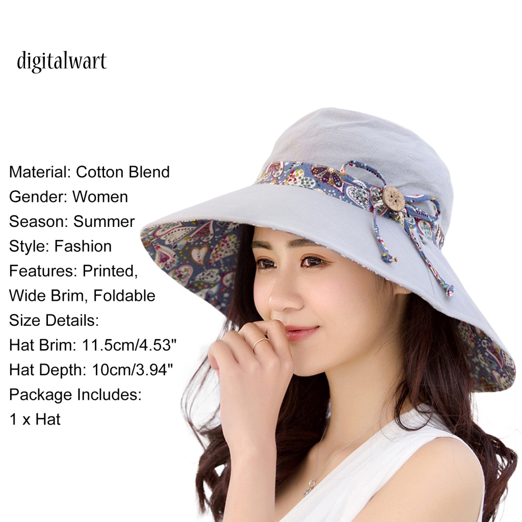 Kỹ Thuật Số| Mũ Rộng Vành Chống Nắng In Họa Tiết Thời Trang Có Thể Gấp Gọn Tiện Dụng Đi Biển