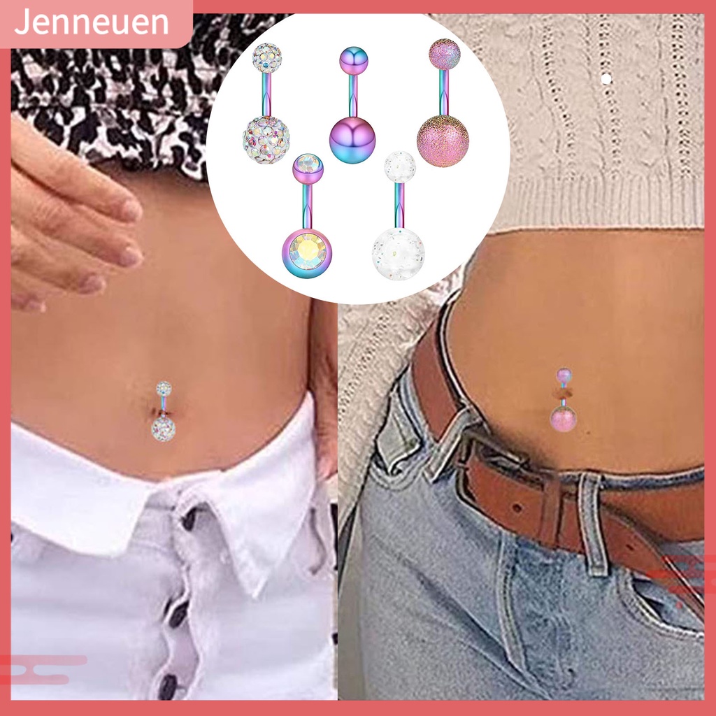 Set 5 / 6 Khuyên Rốn Bằng Thép Không Gỉ Thân Thiện Với Làn Da Dành Cho Nữ