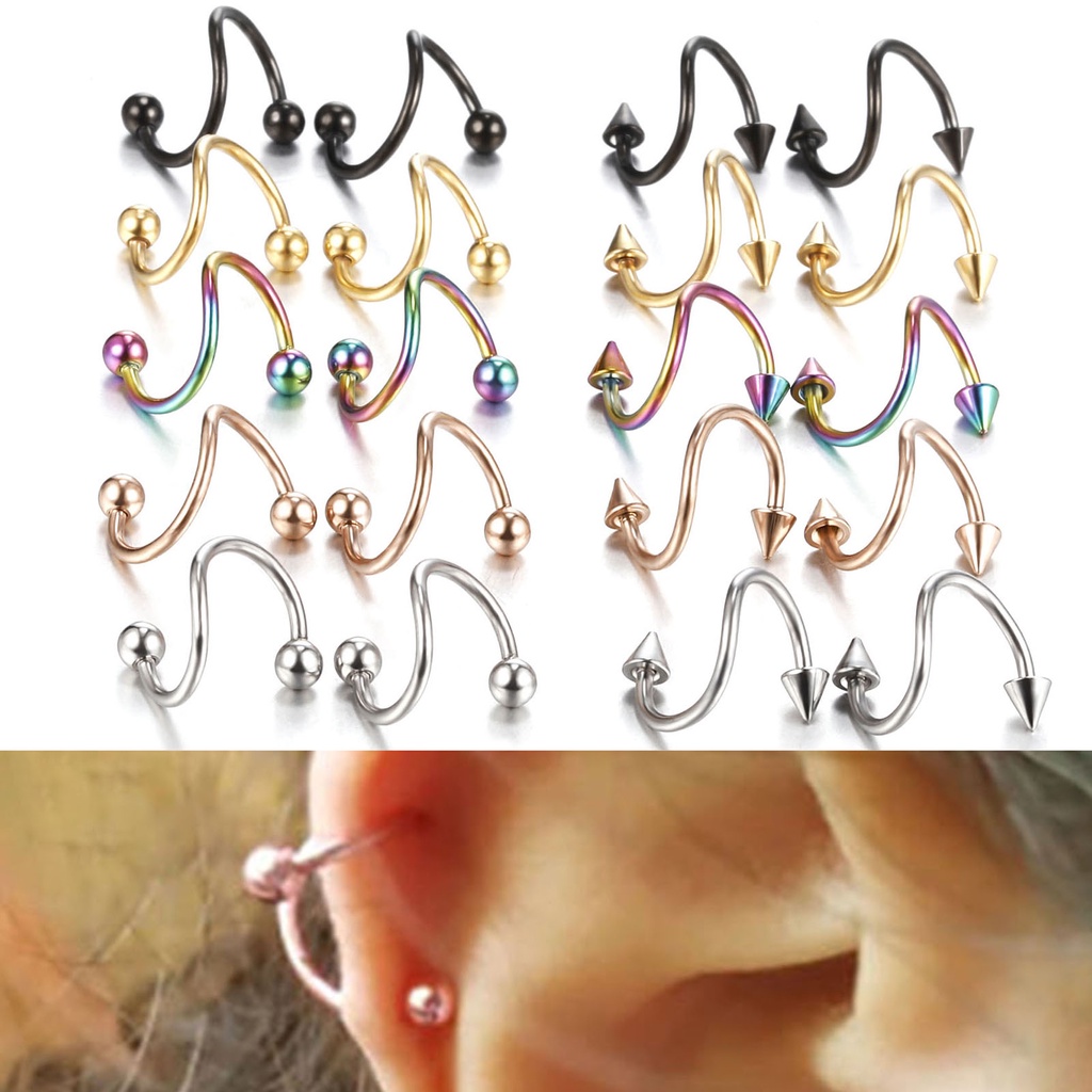 Bộ 5 Khuyên Mũi Bằng Thép Không Gỉ Đính Đá Lấp Lánh Thời Trang