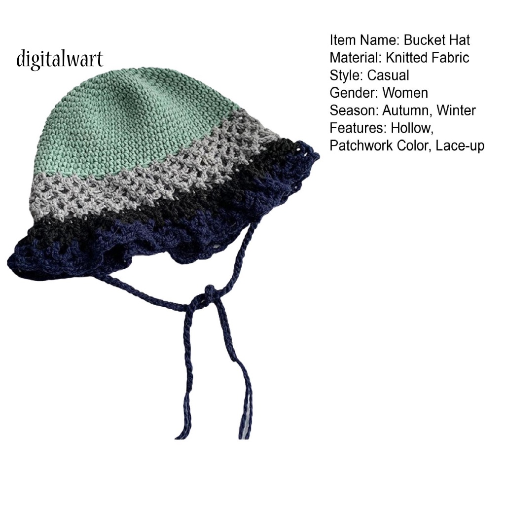 Kỹ Thuật Số| Mũ Bucket Dệt Kim Vành Tròn Màu Sắc Thời Trang Cho Nữ