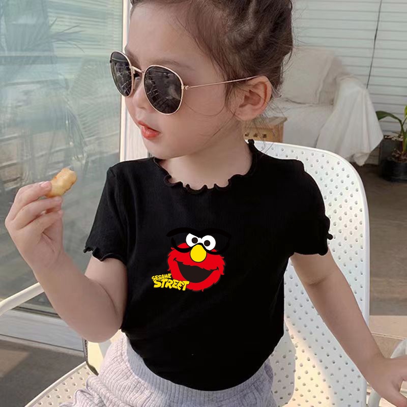 Áo Thun Tay Ngắn Màu Trơn Đơn Giản Thời Trang Cho Bé Gái