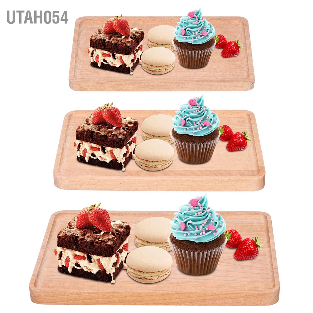 Utah054 Đĩa Trái Cây Gỗ Sồi Phục Vụ Khay Hình Chữ Nhật Trang Trí Món Tráng Miệng Đồ Dùng Nhà Bếp