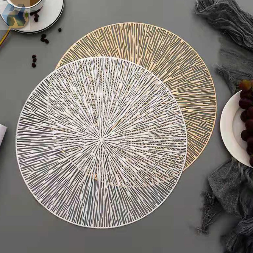 Set 4 Tấm Lót Bàn Ăn Bằng PVC Hình Tròn Thiết Kế Đục Lỗ Chống Nóng Tiện Dụng Cho Nhà Hàng