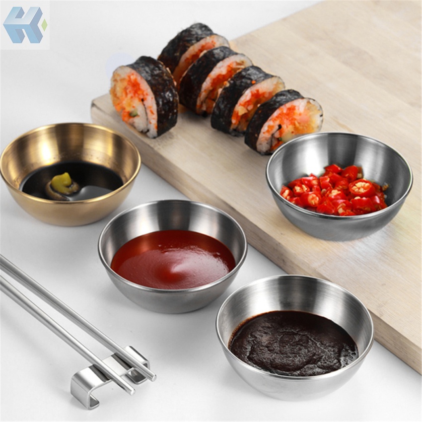 Set 4 Đĩa Đựng Nước Chấm Bằng Thép Không Gỉ Tiện Dụng Cho Nhà Bếp