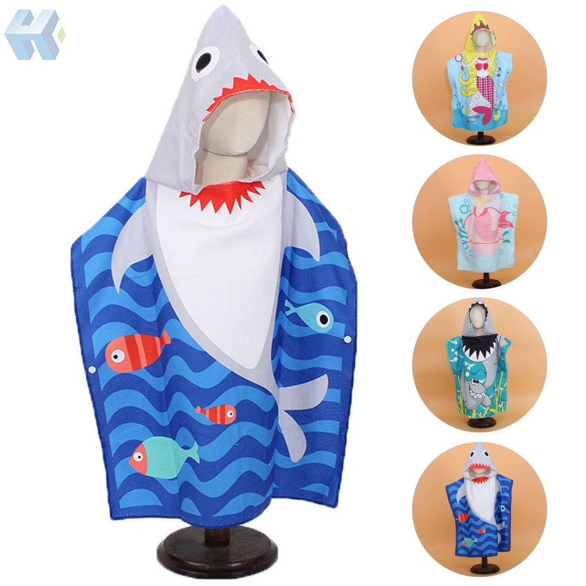 Áo Choàng Tắm Bằng Sợi Micro Poncho Qucik Khô Nhanh Dành Cho Trẻ Em