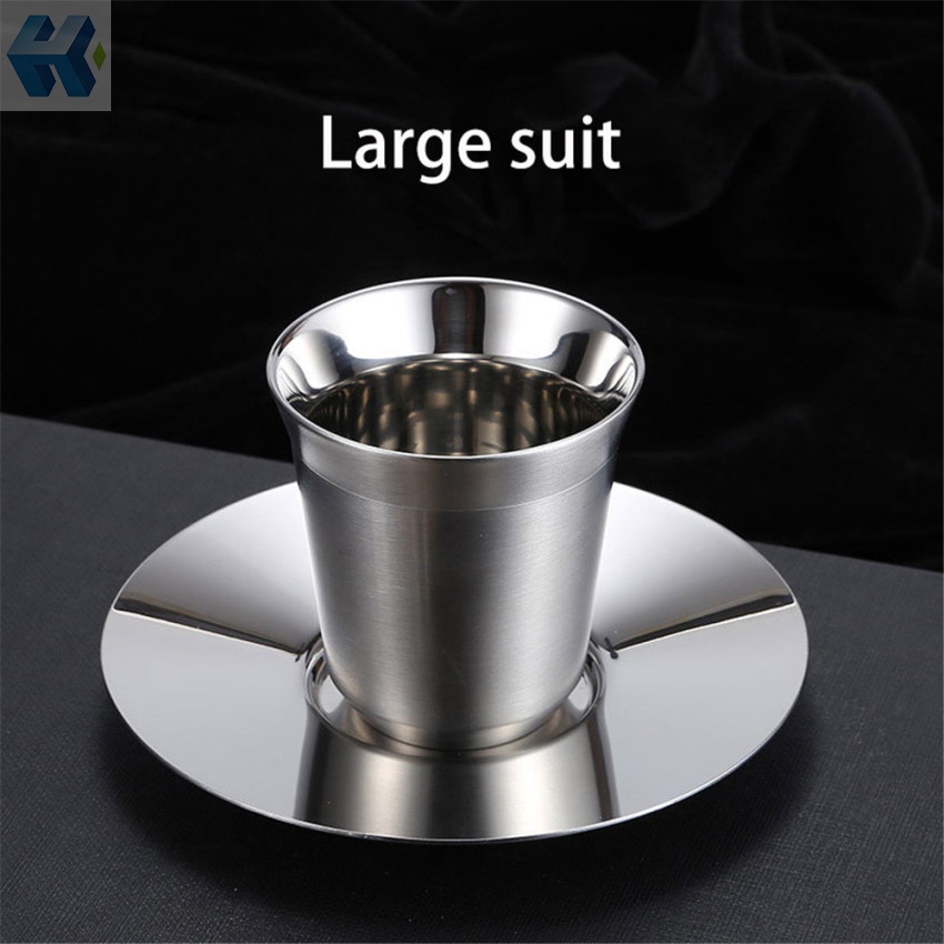 Cốc Uống Nước 80 / 120ML Bằng Thép Không Gỉ Thiết Kế Hai Lớp Tiện Dụng Mang Theo Du Lịch / Dã Ngoại