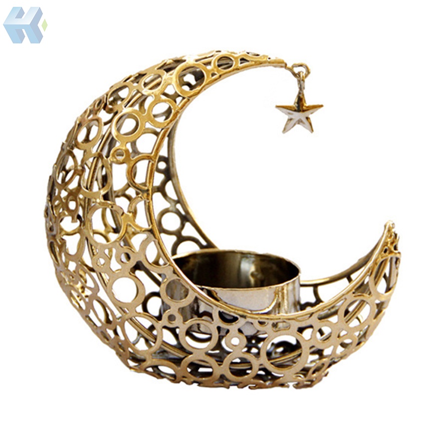 Đế Nến Kim Loại 10.5CM Hình Trăng Sao Màu Vàng Đen Sang Trọng Lãng Mạn Trang Trí Tiệc Cưới / Giáng Sinh