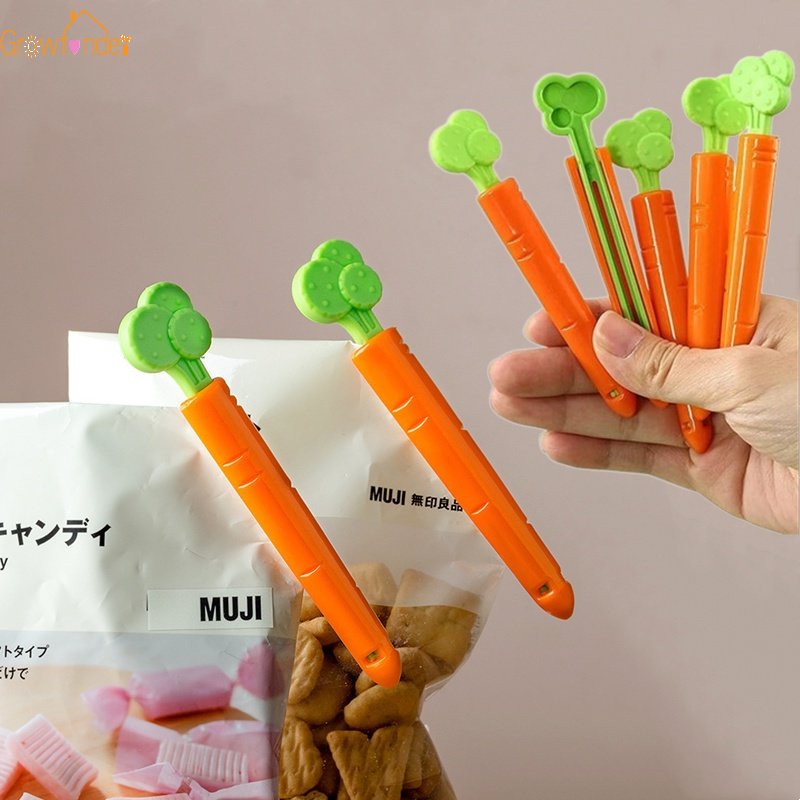 Set 5 Kẹp Niêm Phong Túi Thực Phẩm Chống Ẩm Hình Quả Cam Hoạt Hình