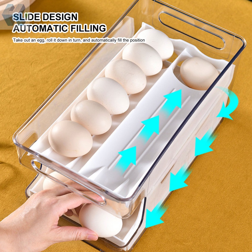 Hộp Nhựa Đựng Trứng Dạng Trượt Tiện Dụng Cho Tủ Lạnh