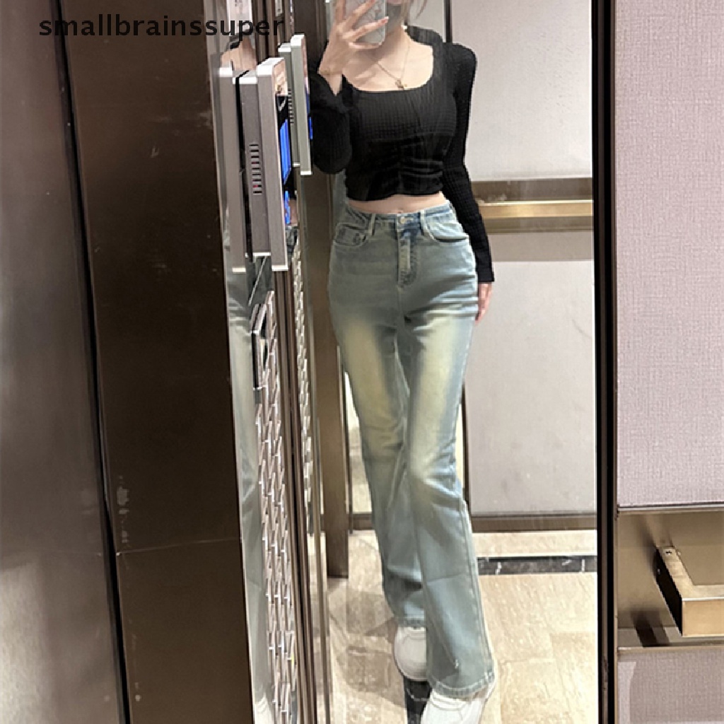 Quần Jeans Nữ Lưng Cao Ống Loe Thời Trang Hàn