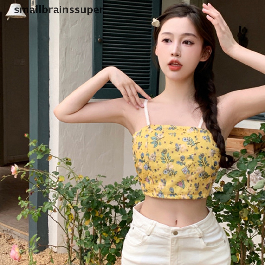 Áo Lửng Hai Dây In Hoa Có Đệm Ngực Gợi Cảm Cho Nữ SBS