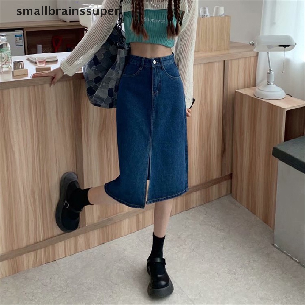 Chân váy jean Lưng Cao Dáng Chữ A Phong Cách Thời Trang Vintage