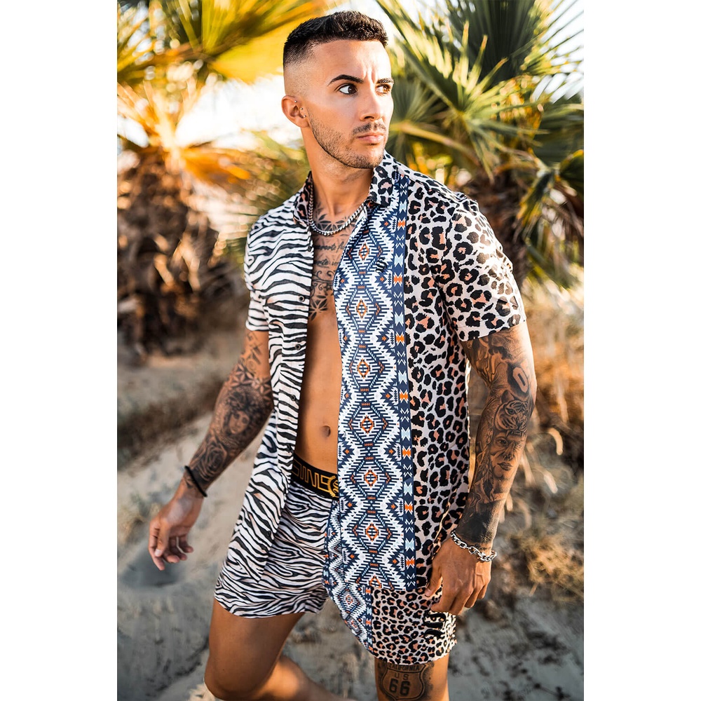 Bộ Đồ Chơi Phong Cách Hawaii Độc Đáo| Set Áo Thun Ngắn Tay + Chân Váy Họa Tiết Da Báo Thời Trang Nữ|Áo Sơ Mi Dây Bện Dài Tay Thời Trang Hàn Cho Nam|Bộ Chế Độ Nieuwe
