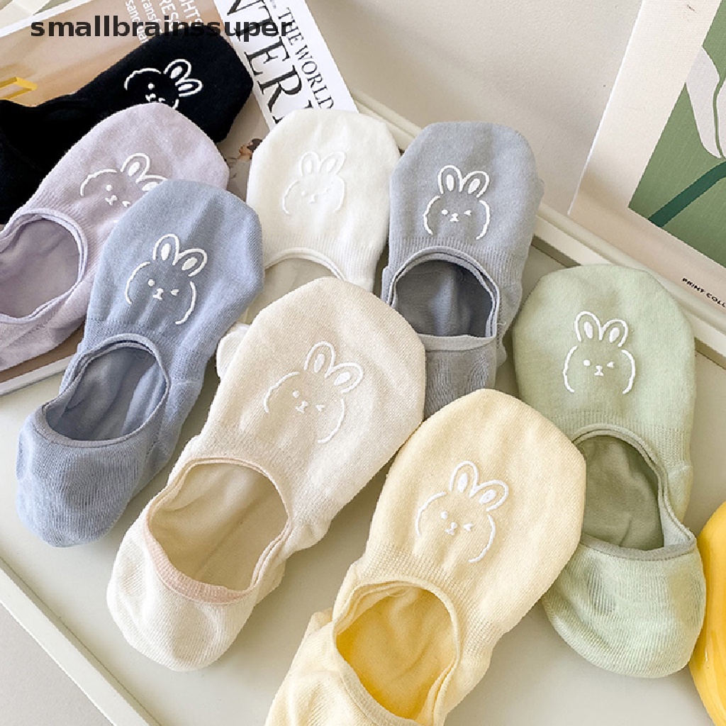 Smallbrainssuper Vớ Cotton Mỏng Cổ Thấp Màu Trơn Họa Tiết Hoạt Hình Dễ Thương Cho Nữ SBS