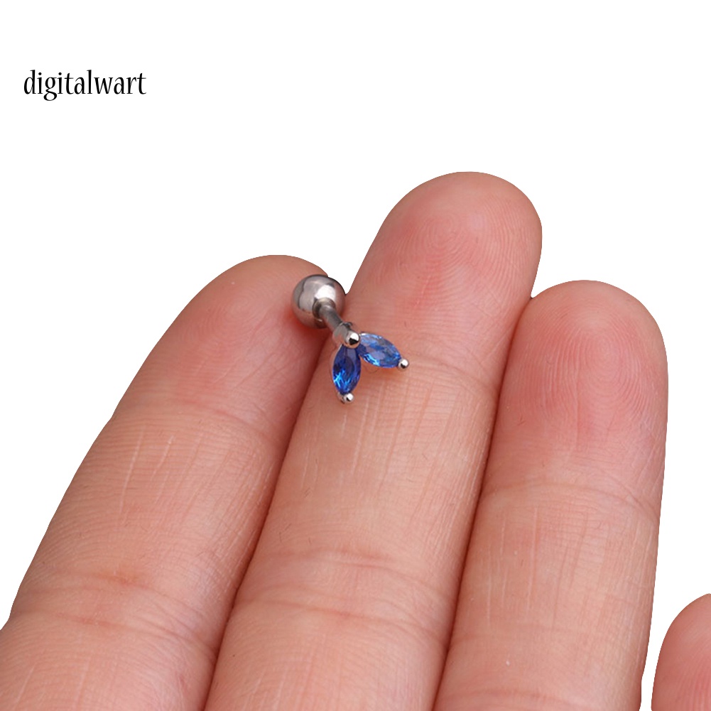 Kỹ Thuật Số| 1 Bông Tai Nữ Hình Chiếc Lá Nạm Đá Zircon